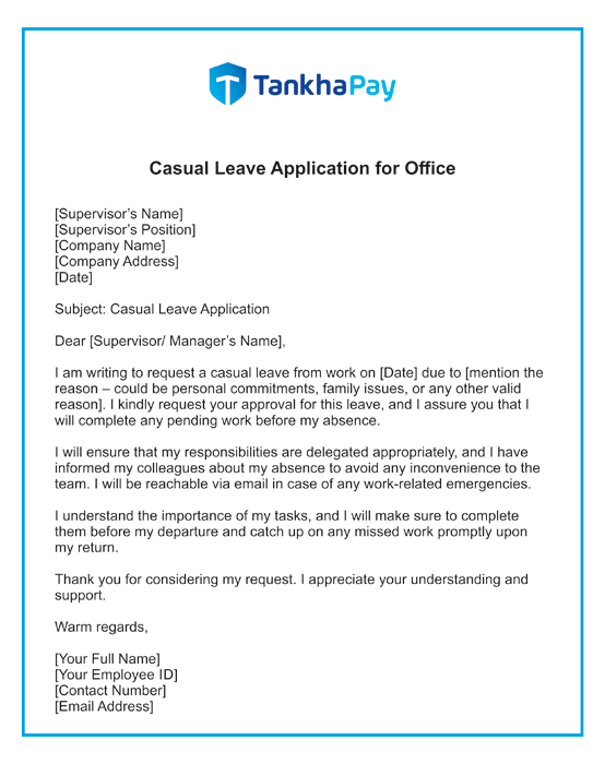 Casual Leave Application for Office for Office