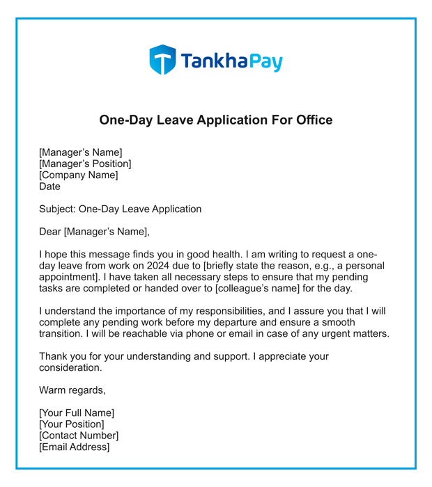 One-Day Leave Application For Office