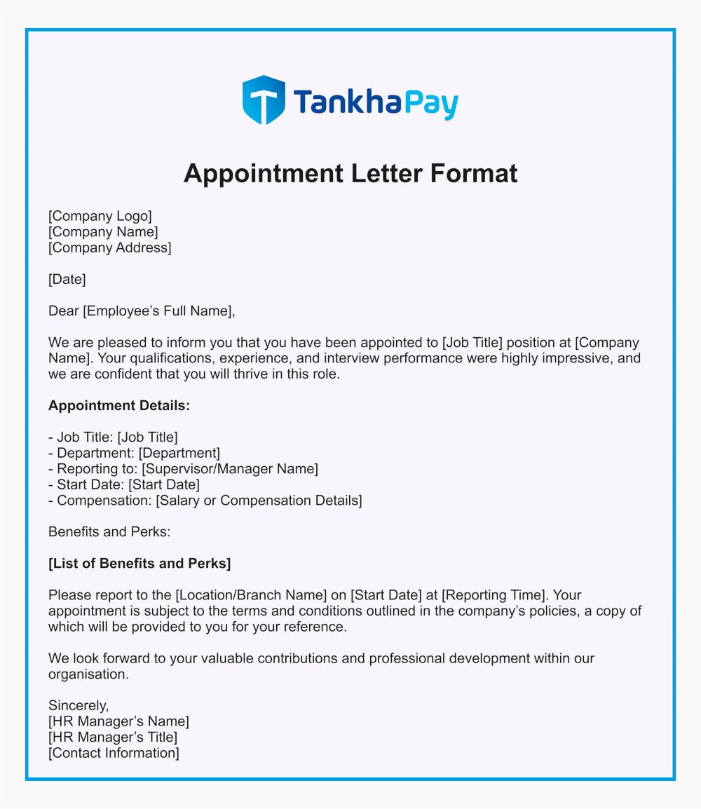 Appointment Letter Format