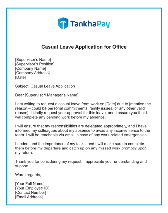 Casual Leave Application for Office