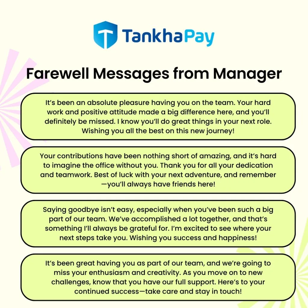 Farewell Messages from Manager