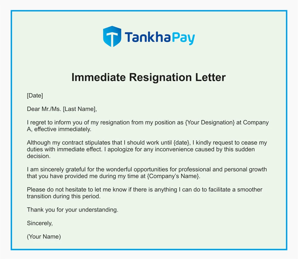 Immediate Resignation Letter