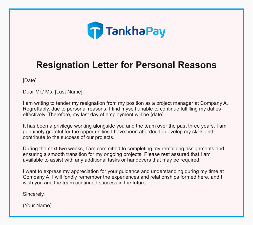 Resignation Letter for Personal Reasons 