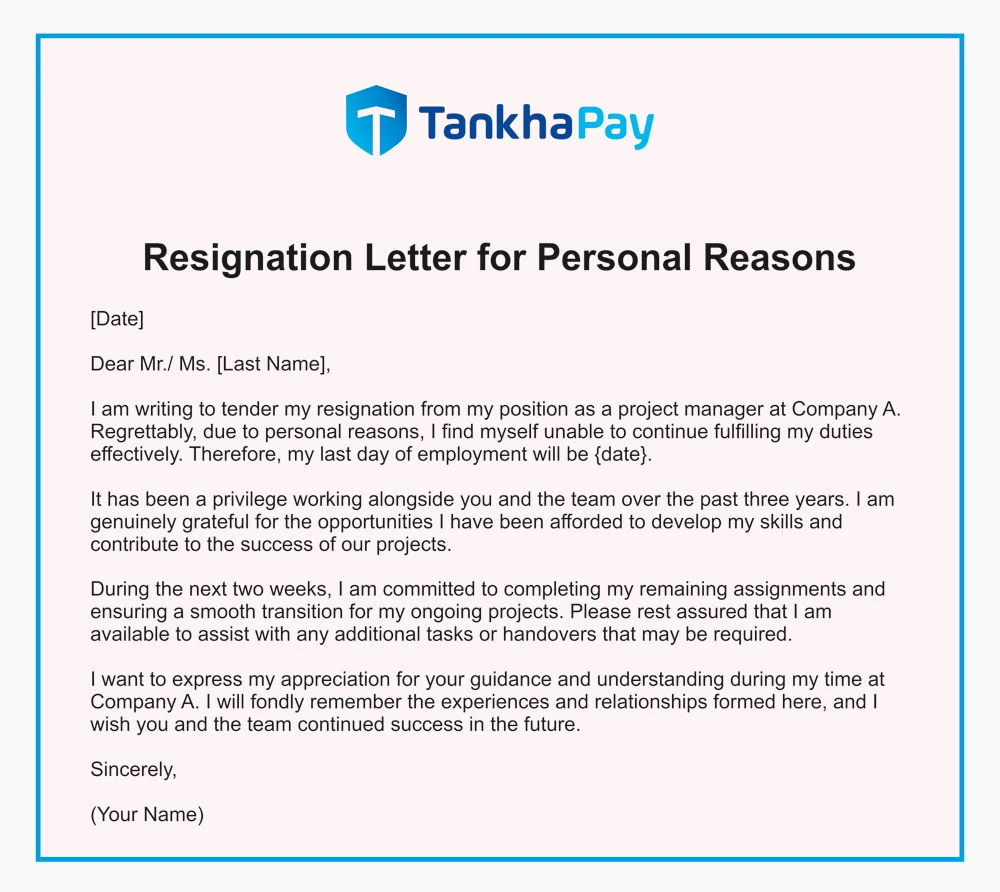 Resignation Letter for Personal Reasons