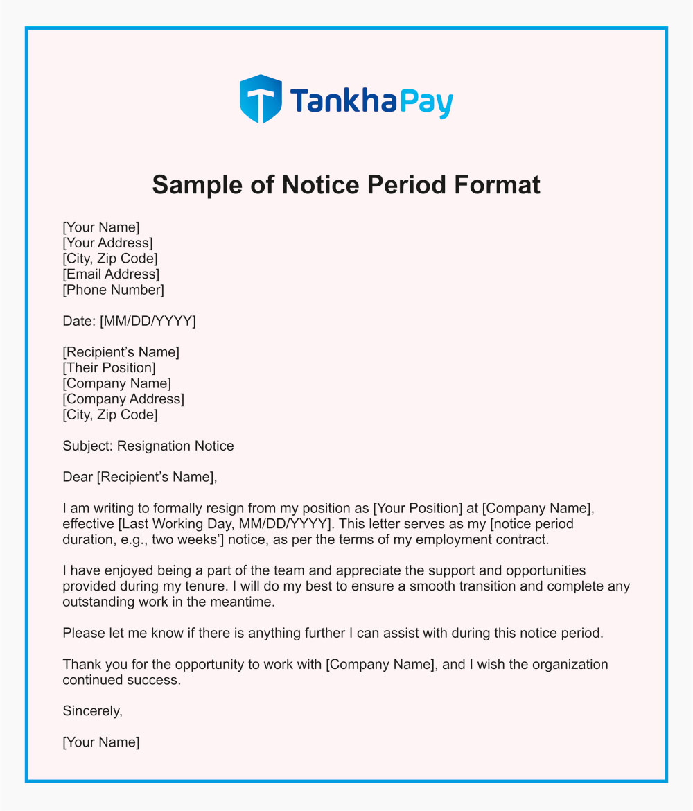 Sample of Notice Period Format