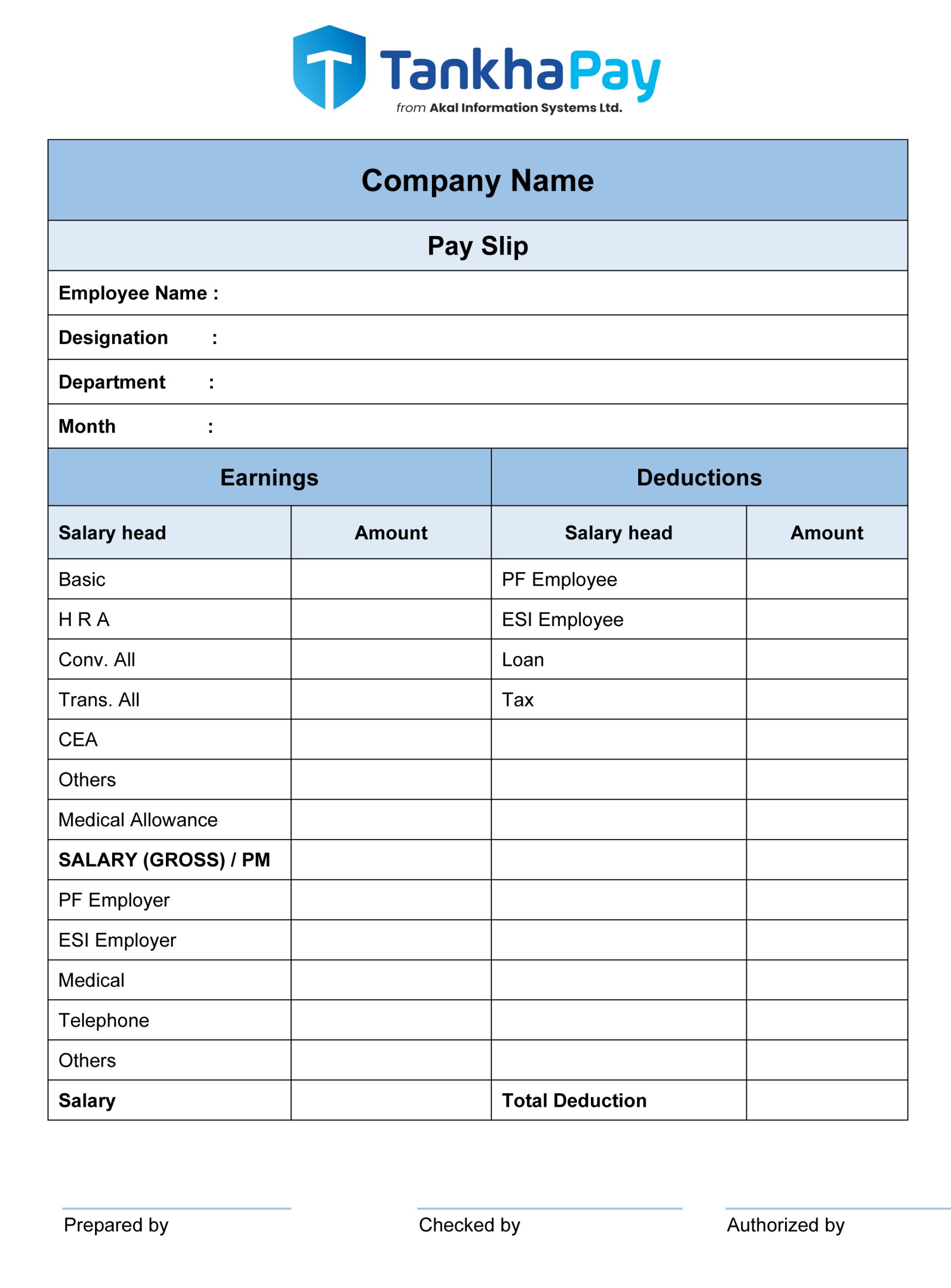 pay slip format