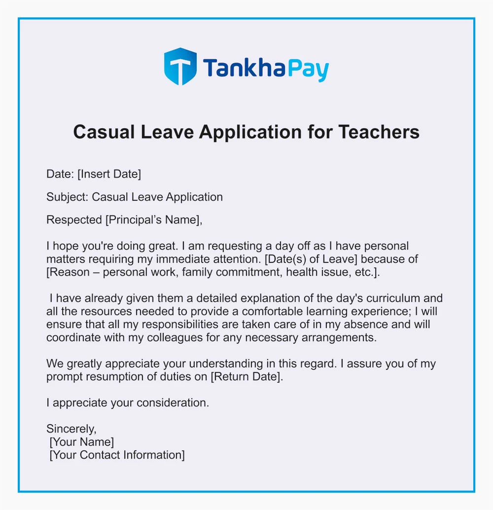 Casual Leave Application for Teachers